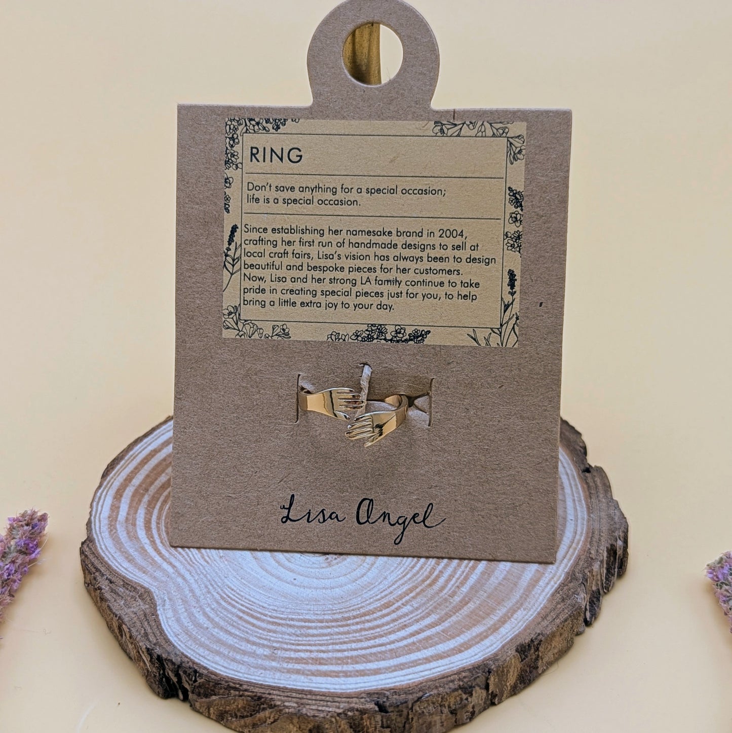 Adjustable Gold Hug Hands Ring