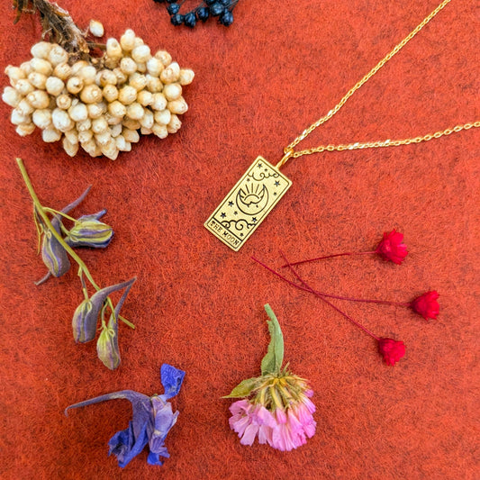 Gold The Moon Tarot Card Pendant Necklace