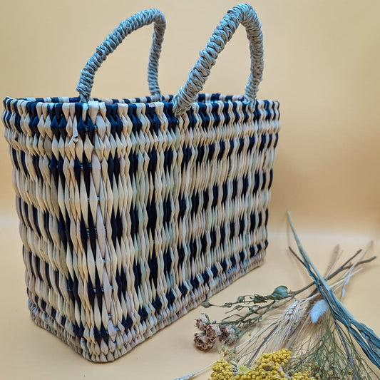Indigo Woven Reed Basket