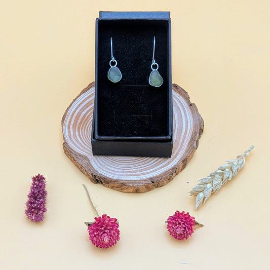 Green Seaglass Drop Earring