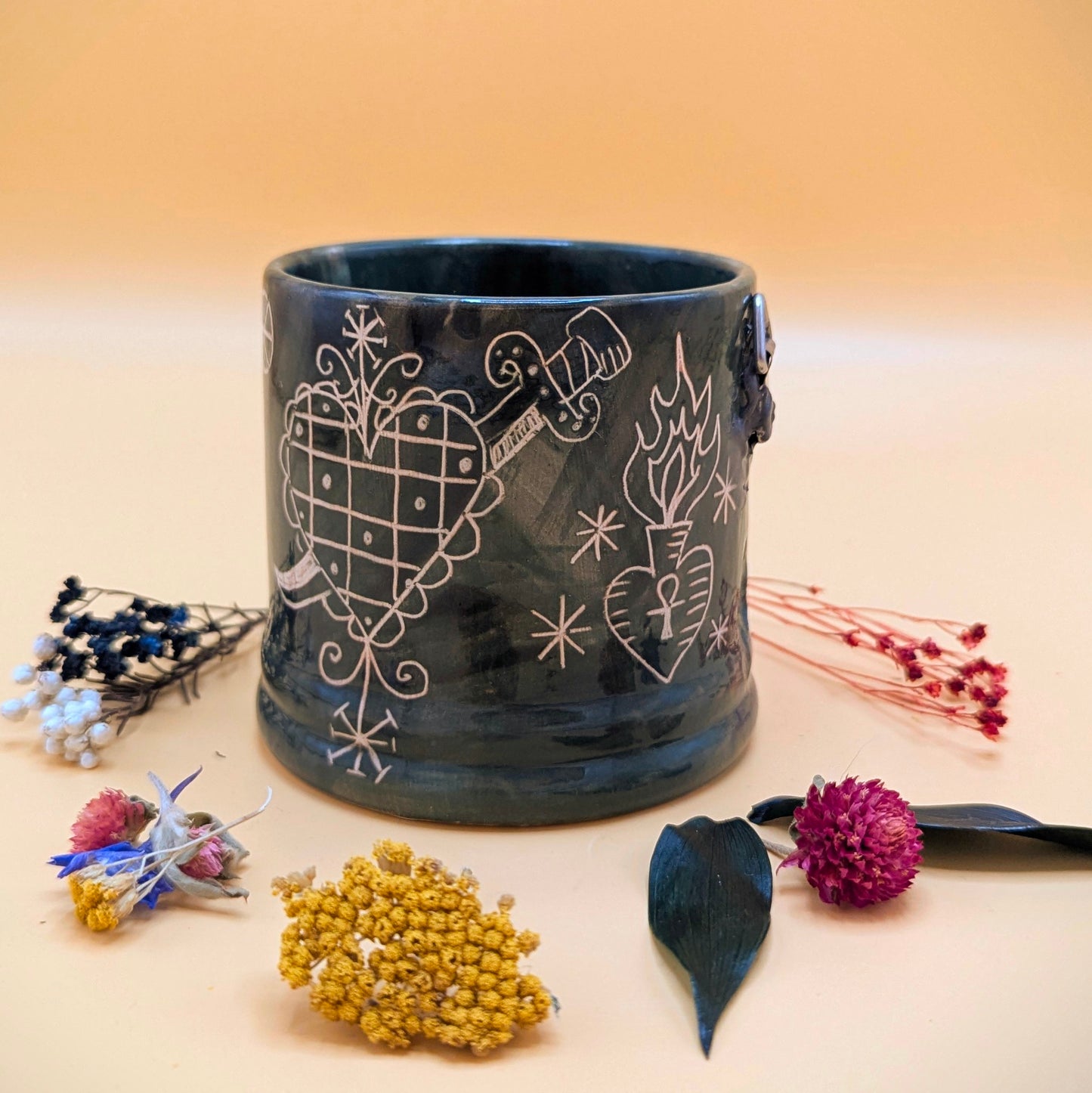 'Green Sgraffito' Ceramic Pot by Ciara Veronica Dunne