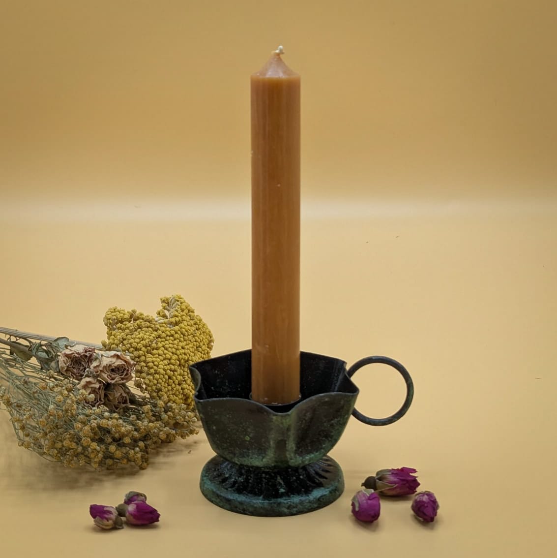 Vintage Moss Iron Candle Holder