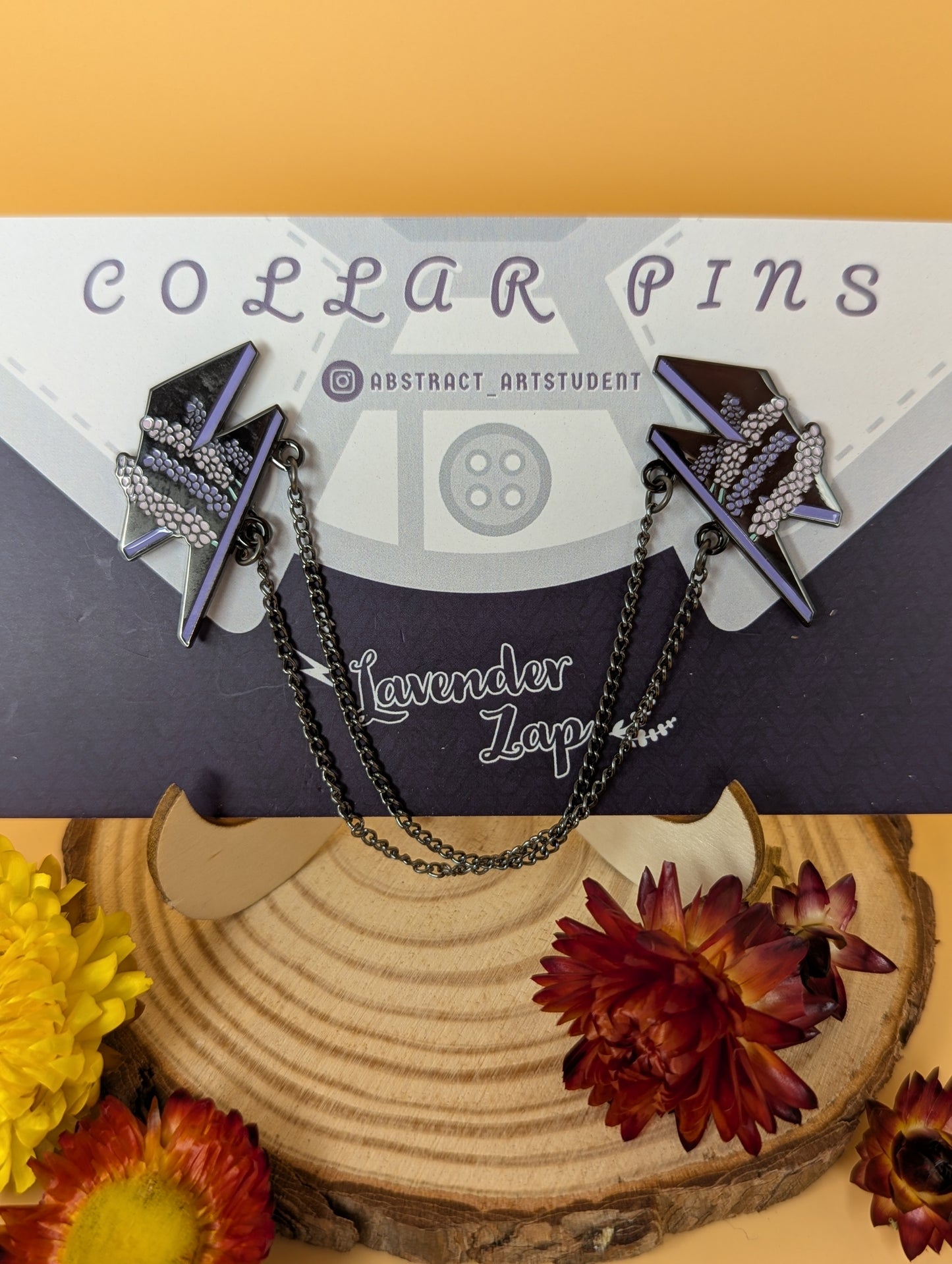 Lavender Zap Collar Pins by Abstract Art Student