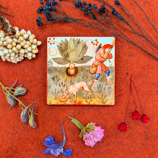 'Medieval Mandrake & Dog' Fridge Magnet