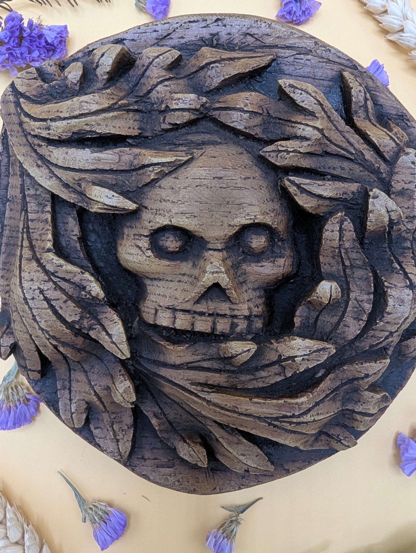 Medieval Green Man Skull - Reproduction Misericord Carving.