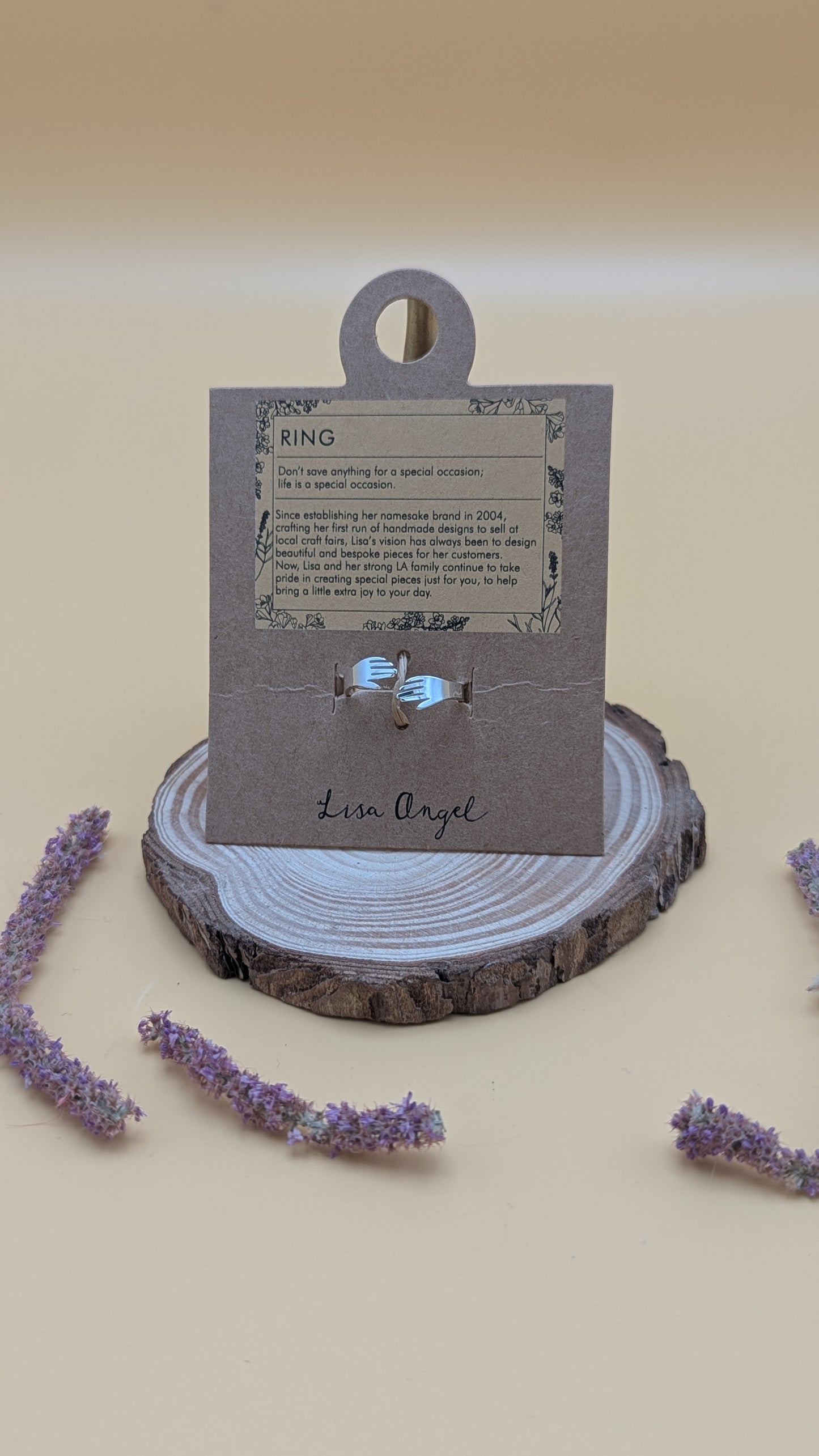 Adjustable Silver Hug Hands Ring