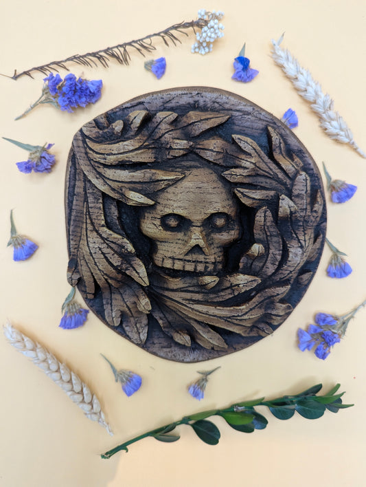 Medieval Green Man Skull - Reproduction Misericord Carving.