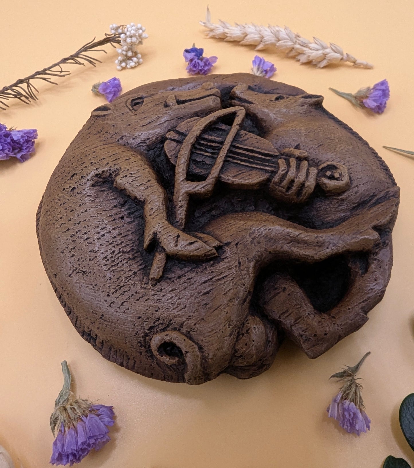 Pig Playing The Viol - Reproduction Cathedral Carving
