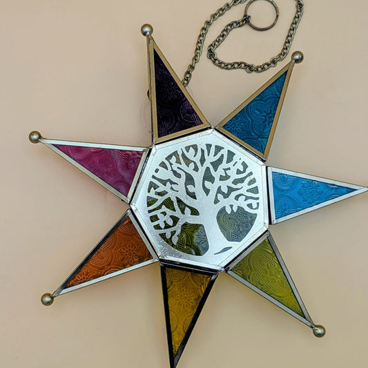 Star Glass Lantern - Tree of Life