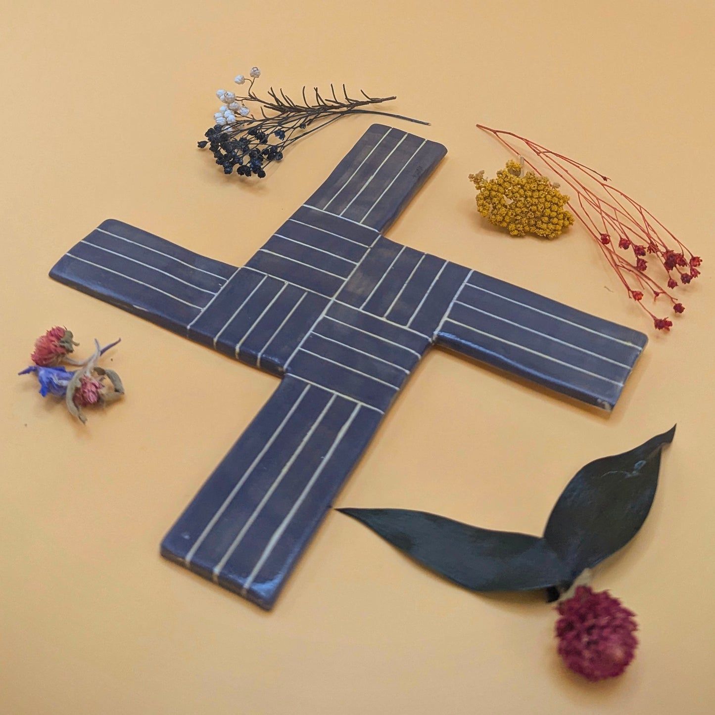 'Grey Bridgid Cross' Ceramic Wall Hanging by Ciara Veronica Dunne