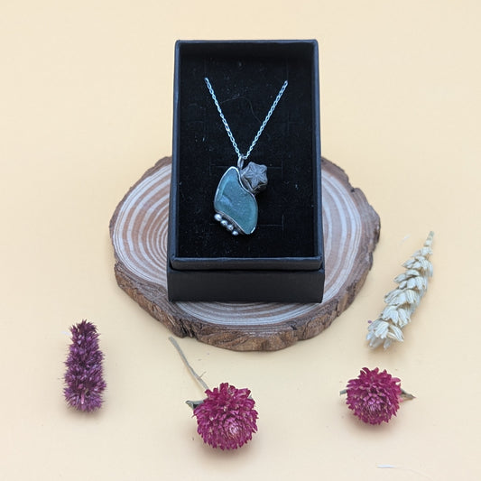 Glass and Crinoid Pendant