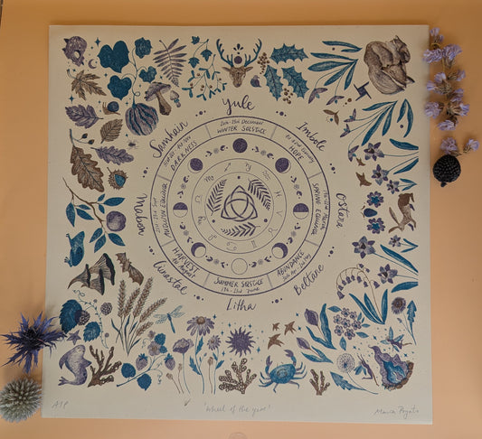 Wheel of the Year Risograph Print