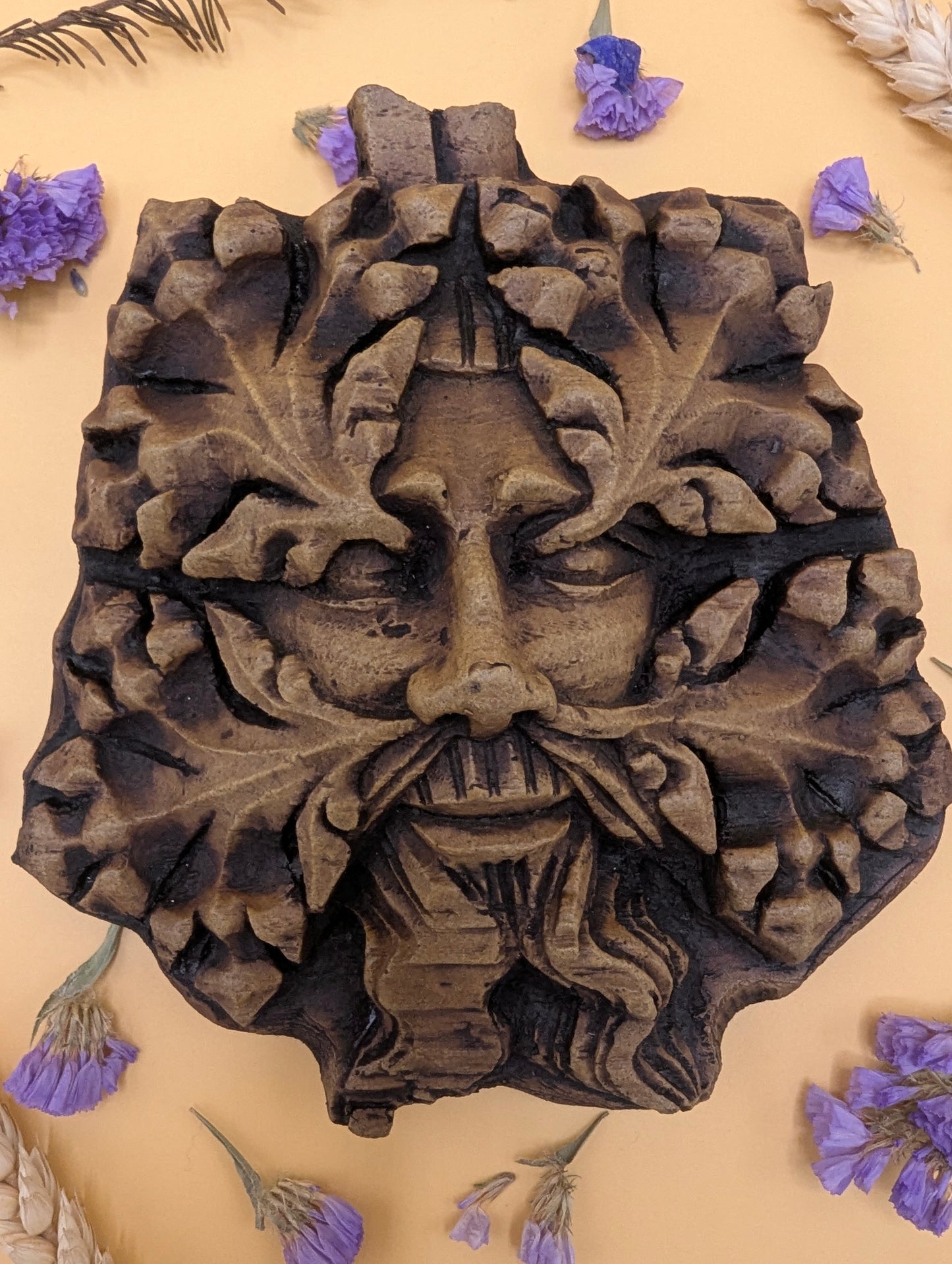 Gothic Pagan Green Man - Reproduction Cathedral Carving