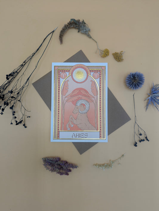 Aries Zodiac Card