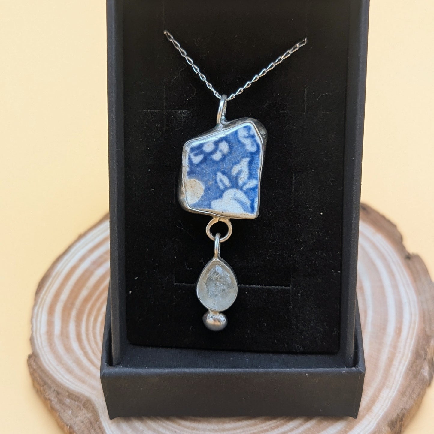 Blue ceramic and teardrop pendant