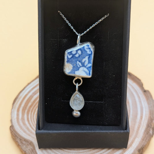 Blue ceramic and teardrop pendant