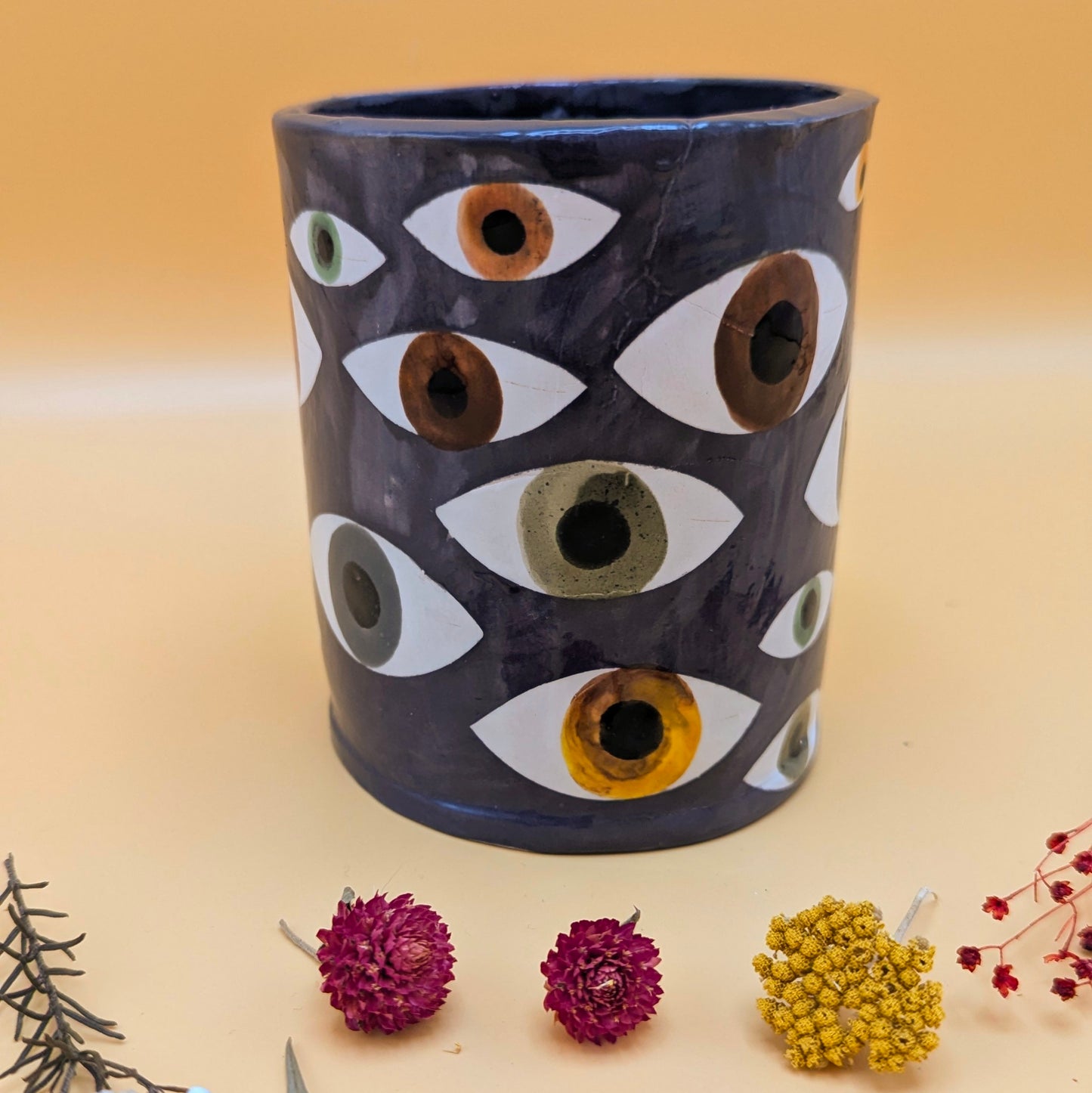 'Purple Eyes' Ceramic Vase by Ciara Veronica Dunne