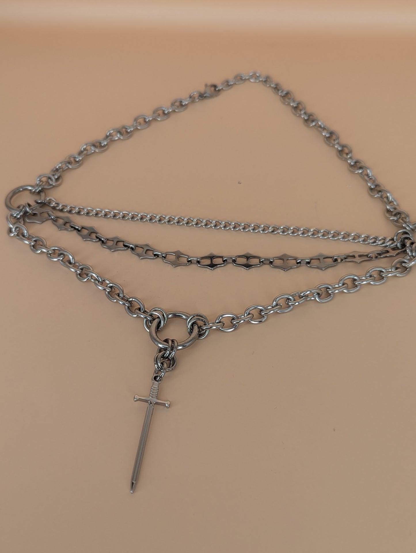 'DIE BY THE SWORD' Sword Charm Chain Necklace