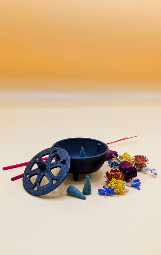 Cast Iron Incense Bowl With Lid