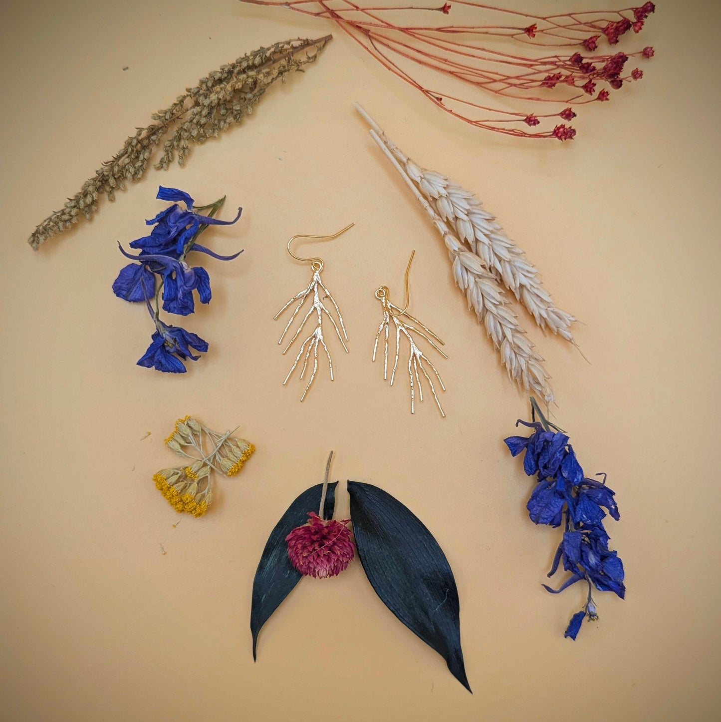Pine Needle Leaf Drop Earrings