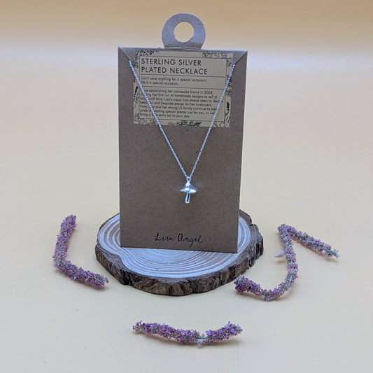 Mushroom Pendant Necklace in Silver