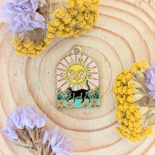 Black Cat Sun Charm