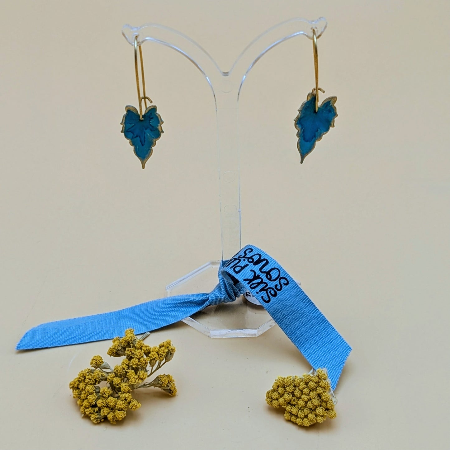 Verdigris Leaf Turquoise Green Earrings
