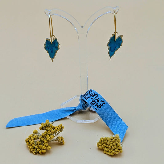Verdigris Leaf Turquoise Green Earrings