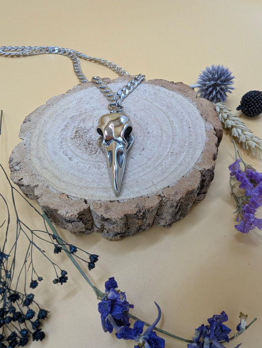 'FINAL BOSS' Corvid Skull Charm Necklace