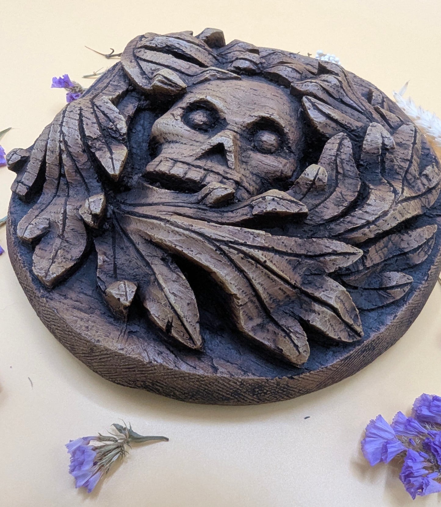 Medieval Green Man Skull - Reproduction Misericord Carving.