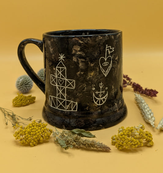Sgraffito Mega Mug for Luck