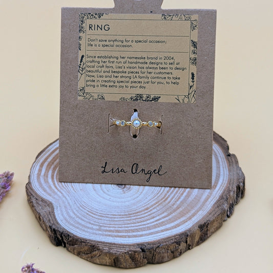 Dainty Pearl and Crystal Stacking Ring in Gold