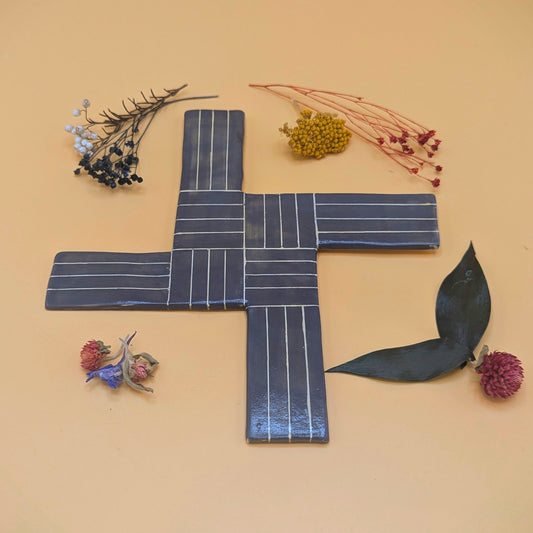 'Grey Bridgid Cross' Ceramic Wall Hanging by Ciara Veronica Dunne