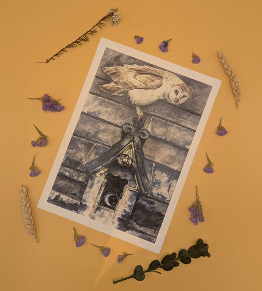 'Owl & St Giles' Print by Katrin Blackwater