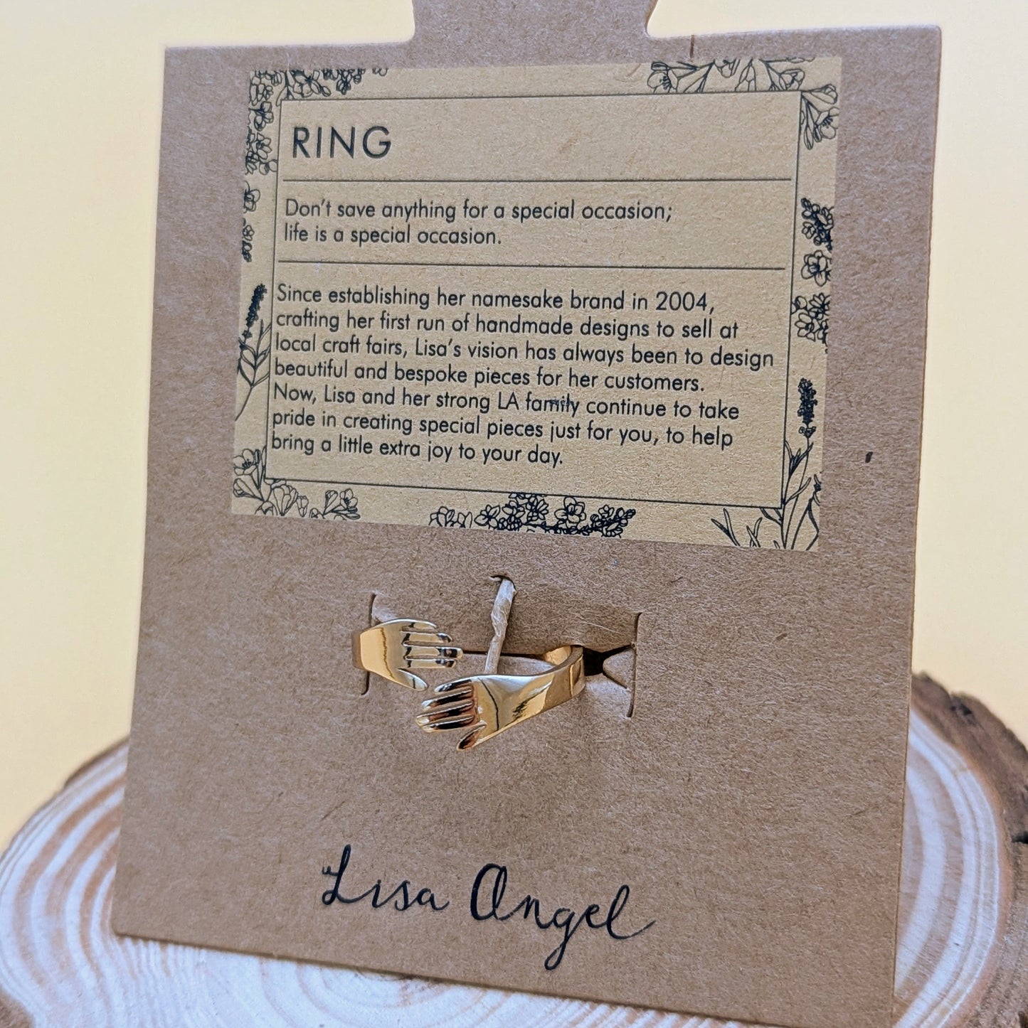 Adjustable Gold Hug Hands Ring