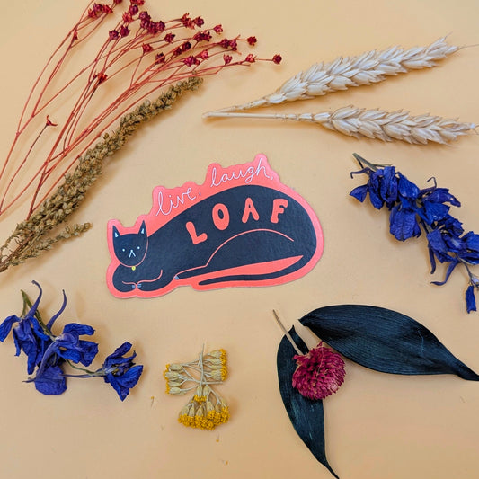 Live Laugh Loaf Cat Sticker by Little Black Cat