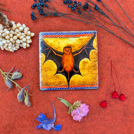 'Medieval Bat Against Mustard Background' Fridge Magnet