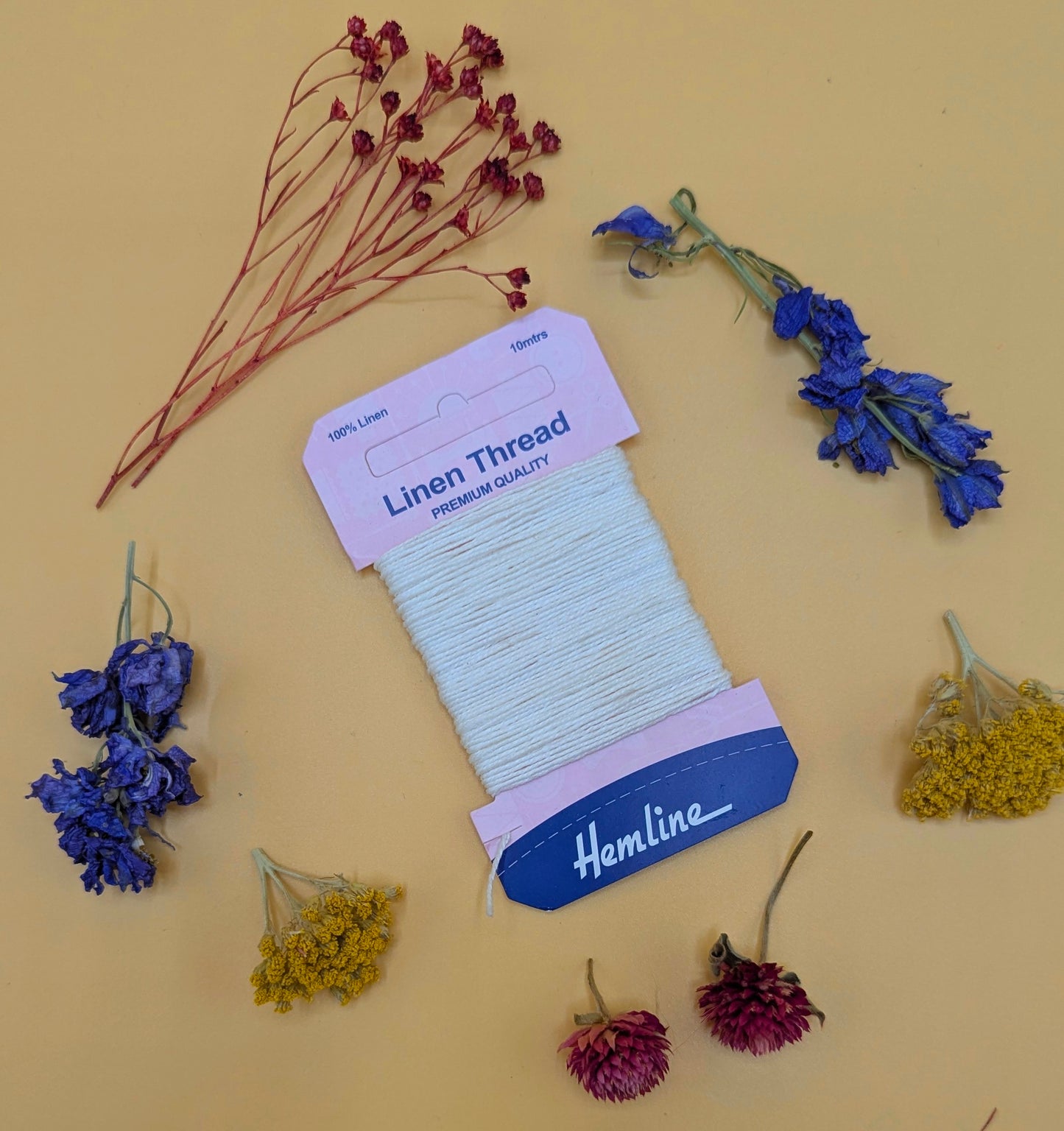 Hemline Natural Linen Thread - White