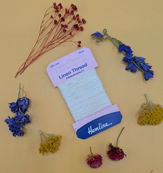 Hemline Natural Linen Thread - White