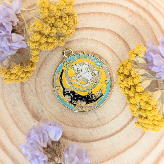 Cat Sun and Moon Charm