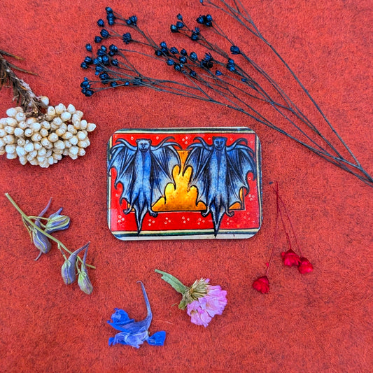 'Medieval Twin Bats' Fridge Magnet
