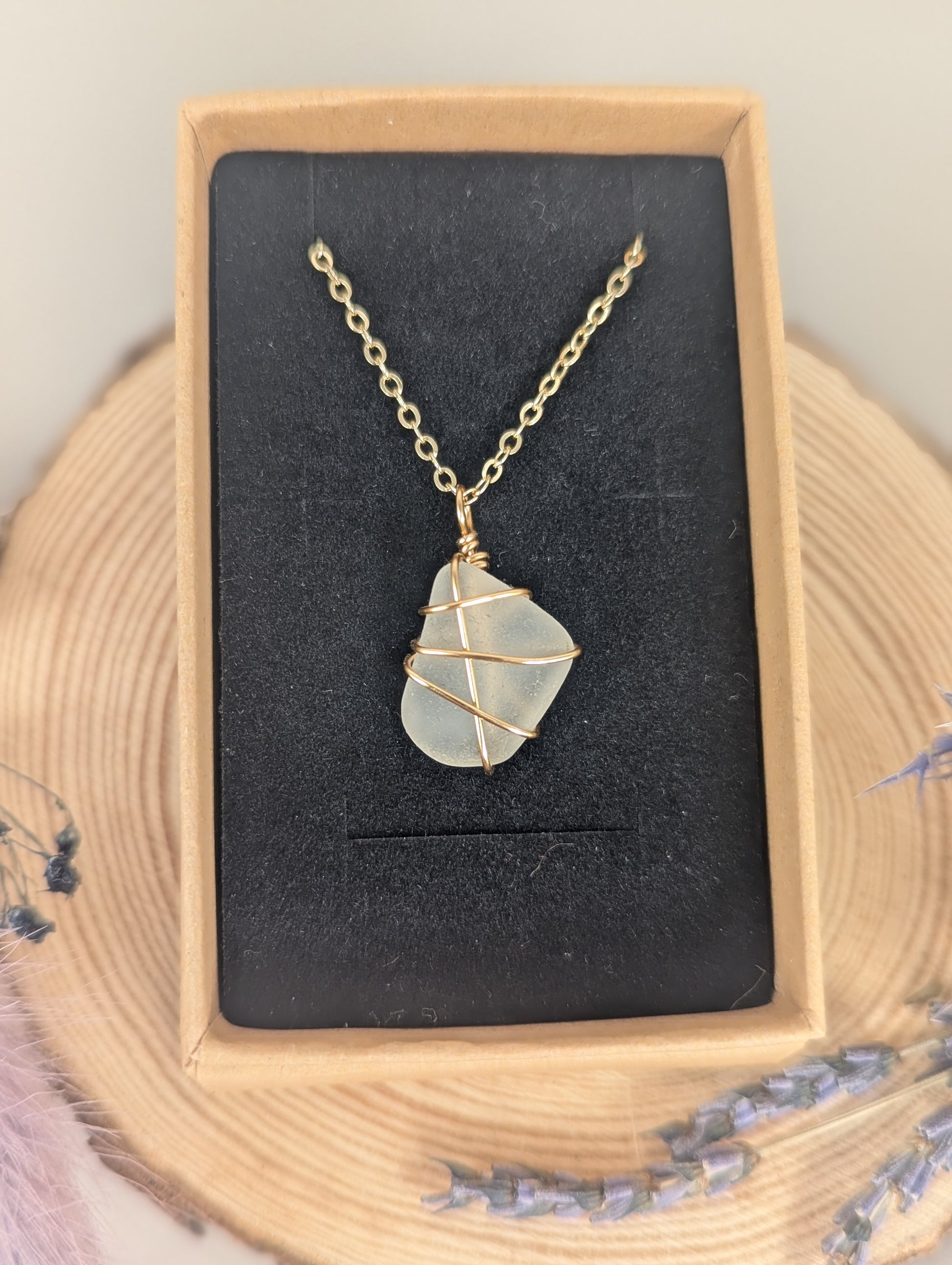 Gold Wire-wrapped Sea Glass Necklace by Timely Treasures – Wheel