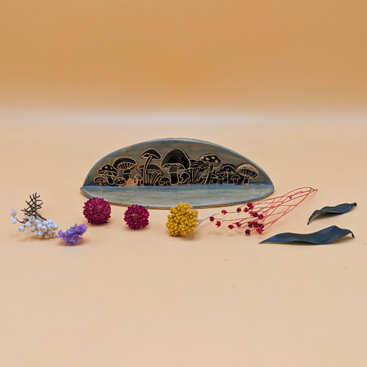 Sgraffito Mushroom' Ceramic Mini Shelf by Ciara Veronica Dunne