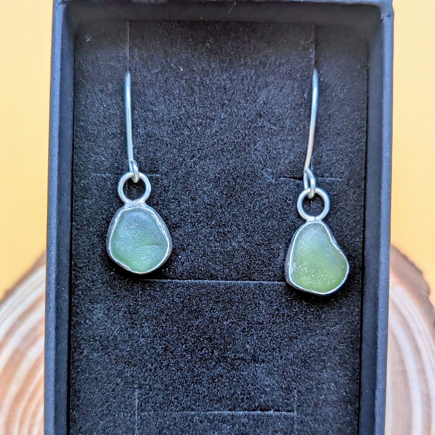 Green Seaglass Drop Earring